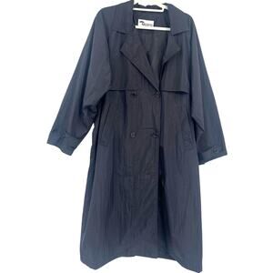 Y2K MESPO Packable Trench Womens Coat Sz L Rain Jacket Clean Girl 90s Minimalist